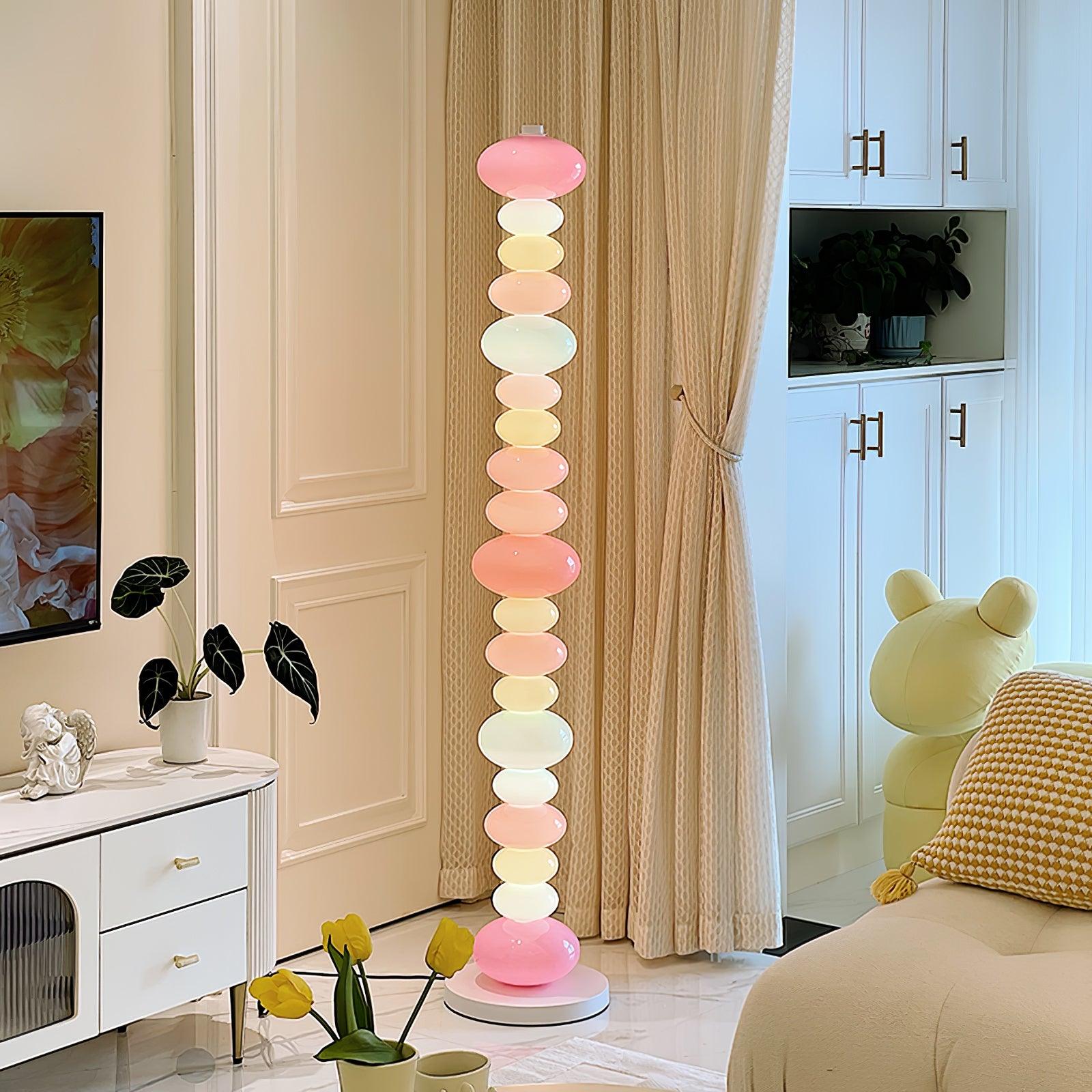 Modern Candy Glass Sphere Floor Lamp with Elegant Marble Base for Ambient Lighting
