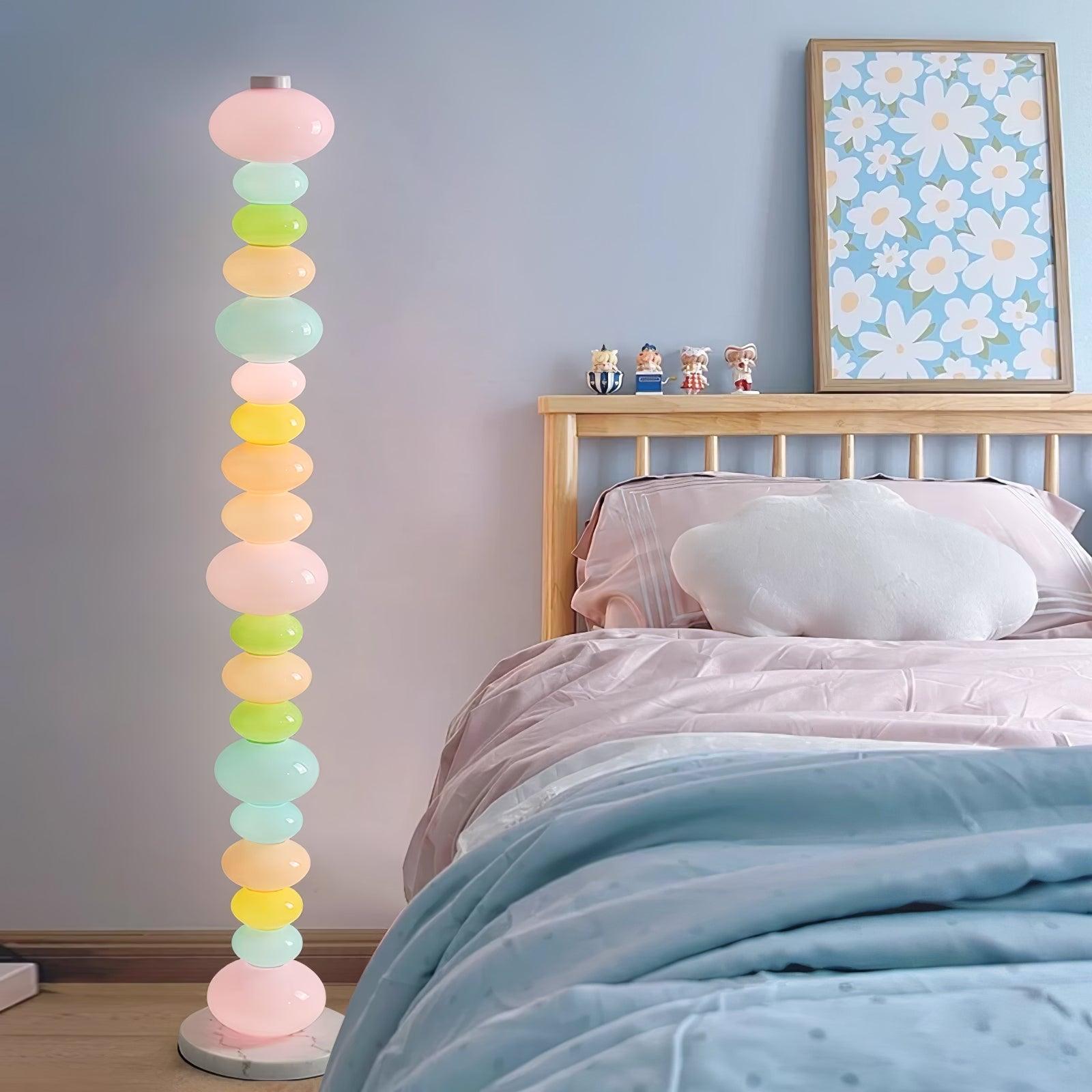 Modern Candy Glass Sphere Floor Lamp with Elegant Marble Base for Ambient Lighting