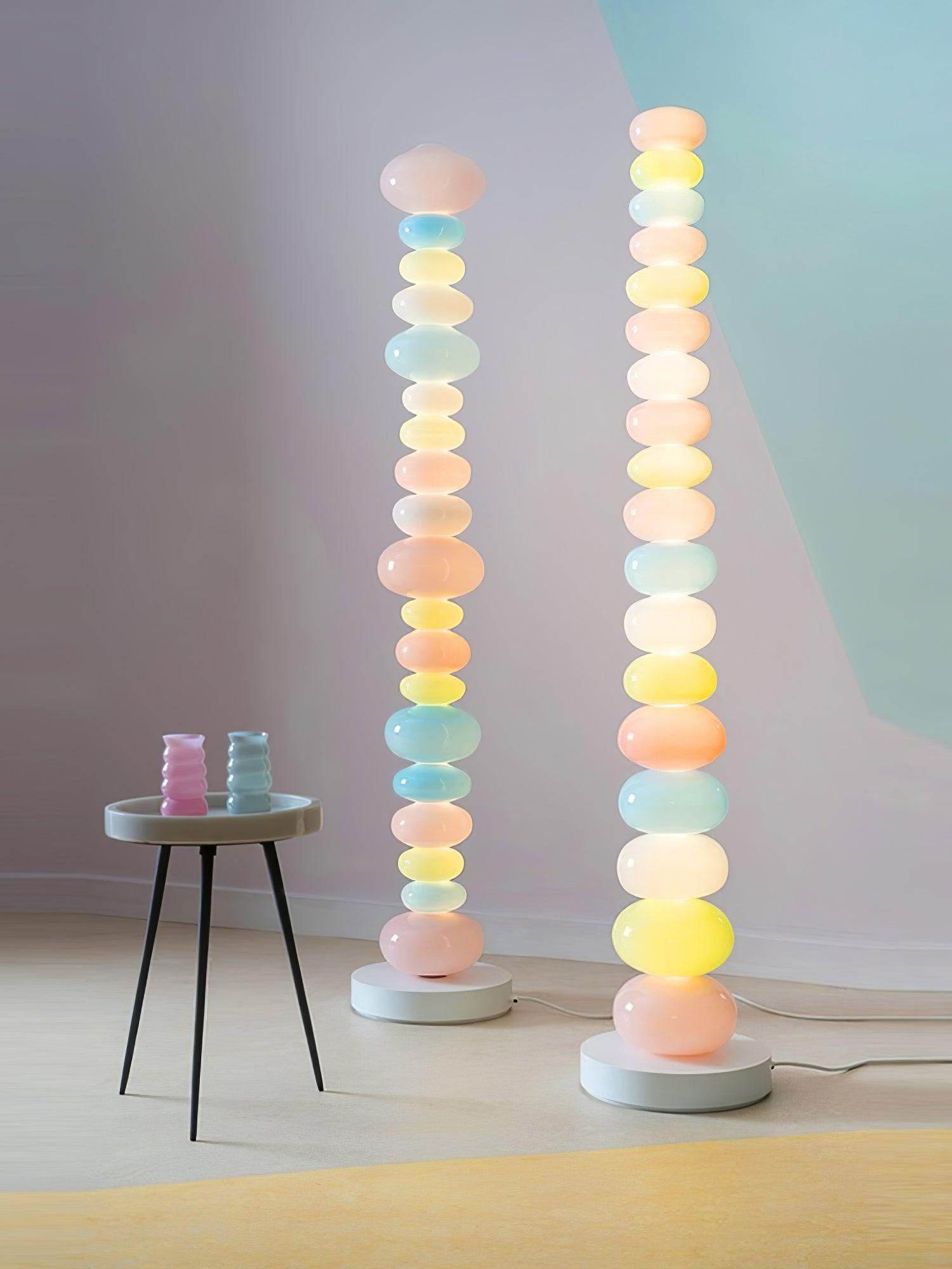 Modern Candy Glass Sphere Floor Lamp with Elegant Marble Base for Ambient Lighting