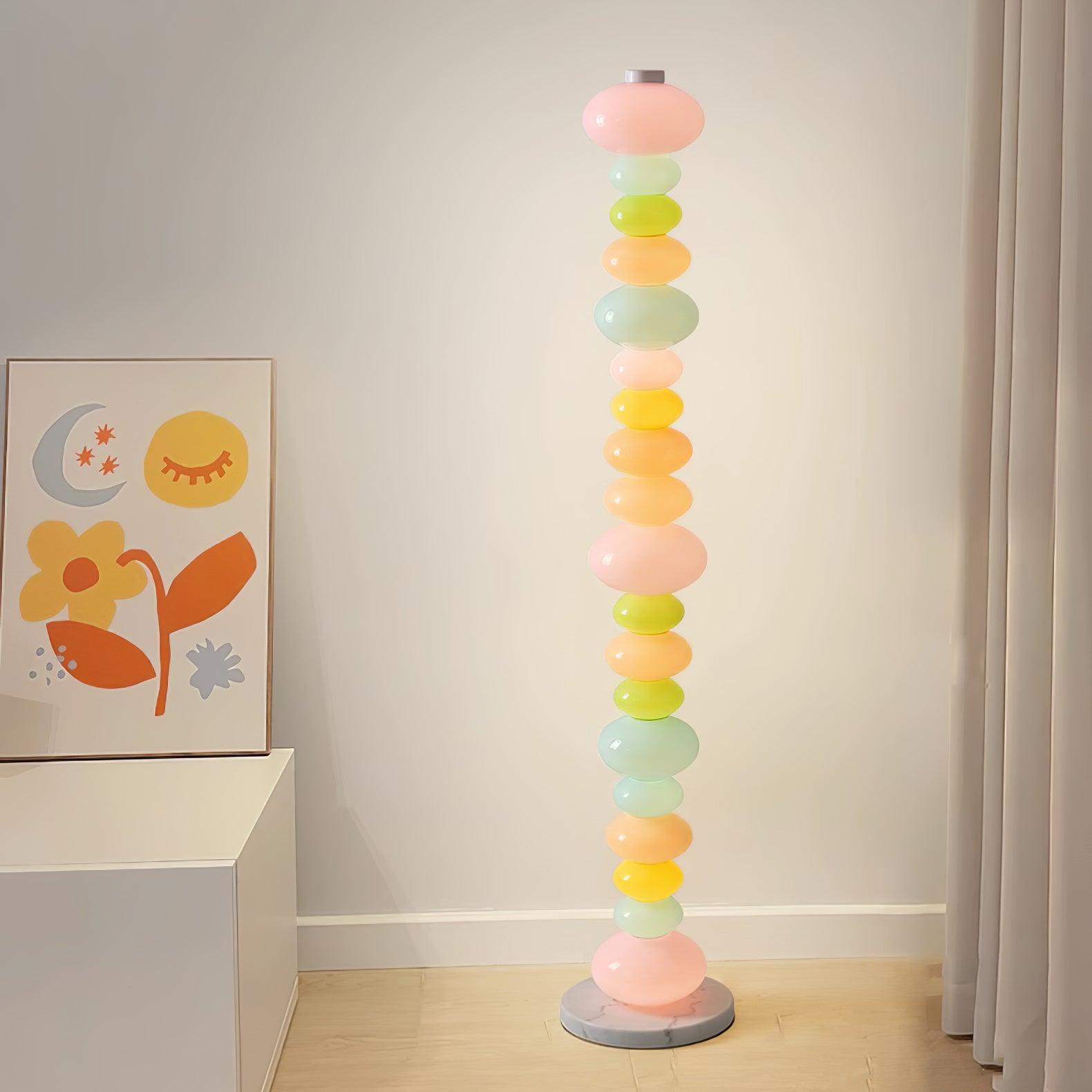 Modern Candy Glass Sphere Floor Lamp with Elegant Marble Base for Ambient Lighting
