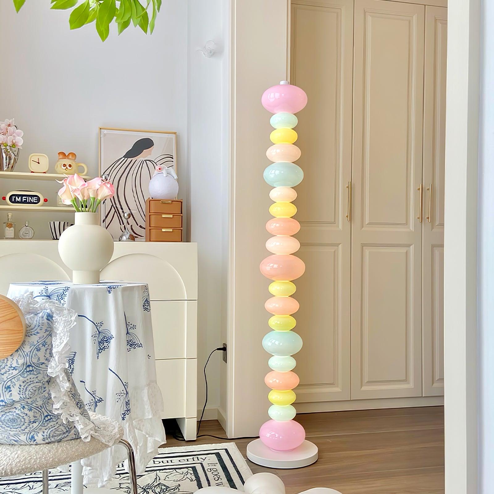 Modern Candy Glass Sphere Floor Lamp with Elegant Marble Base for Ambient Lighting