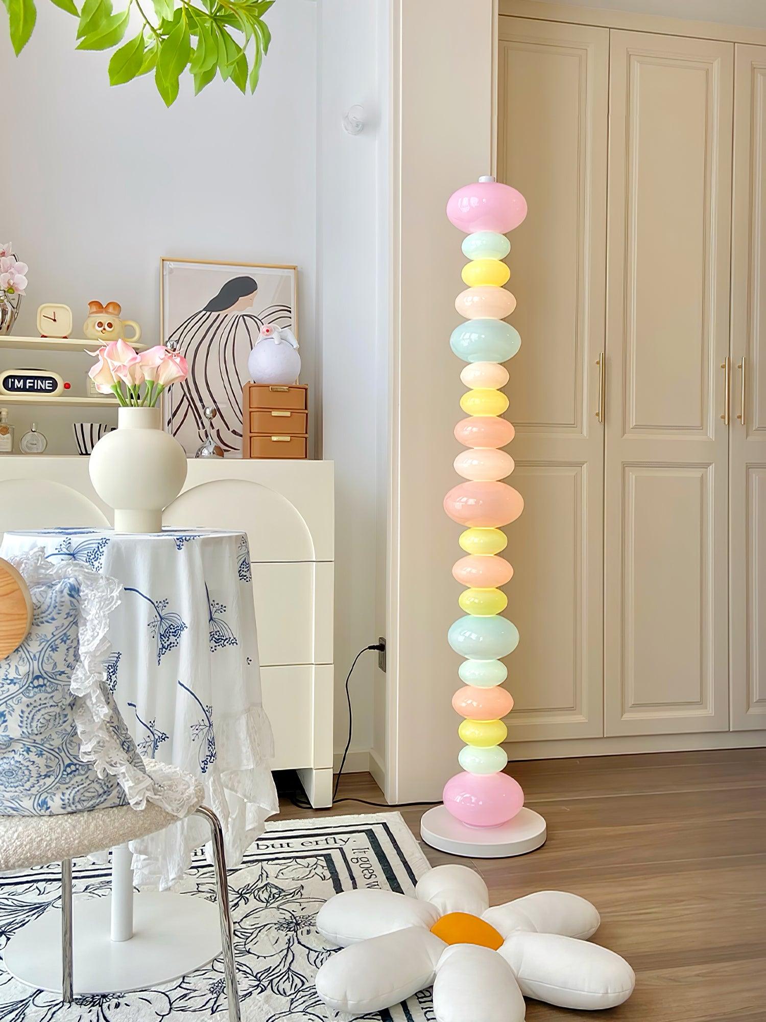 Modern Candy Glass Sphere Floor Lamp with Elegant Marble Base for Ambient Lighting