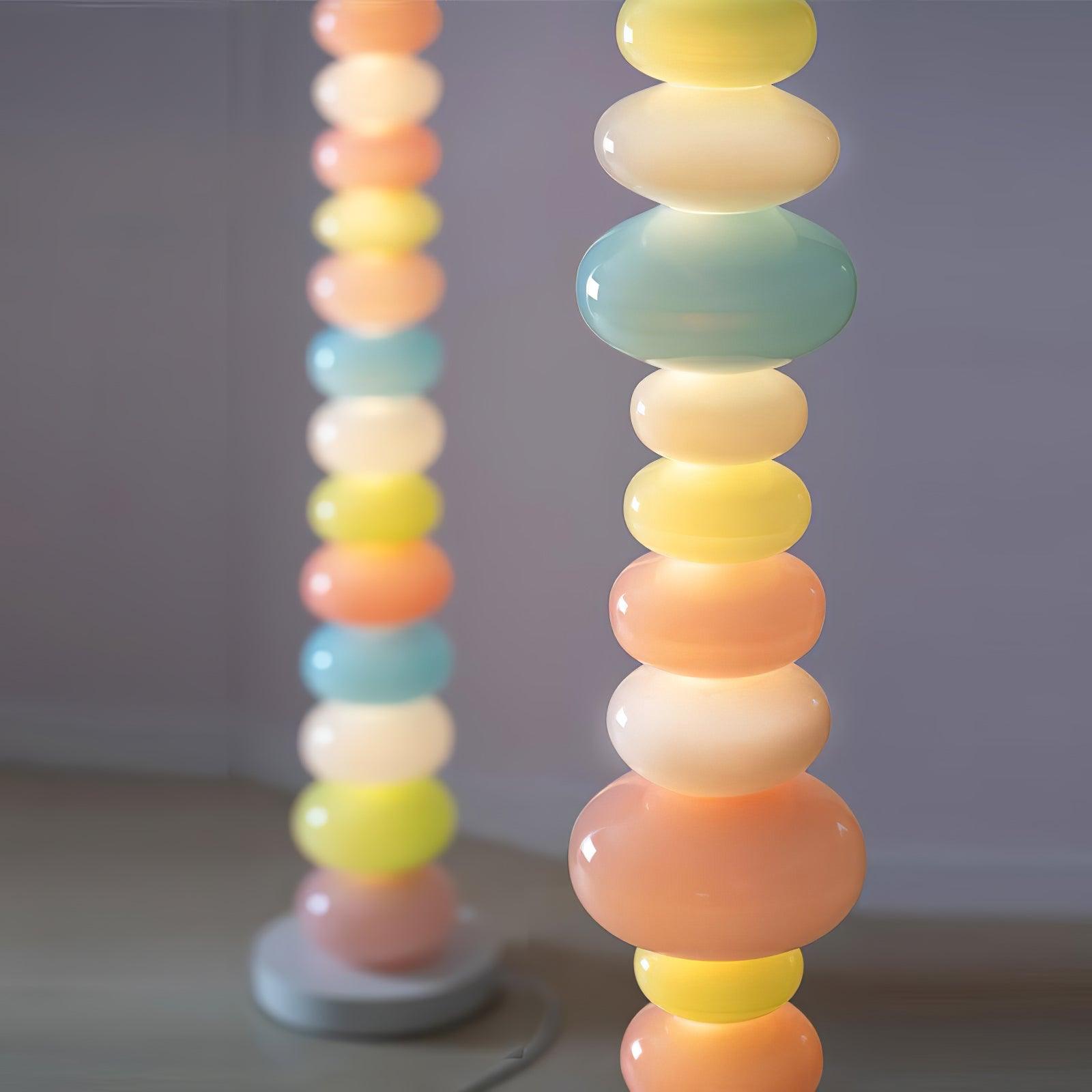 Modern Candy Glass Sphere Floor Lamp with Elegant Marble Base for Ambient Lighting