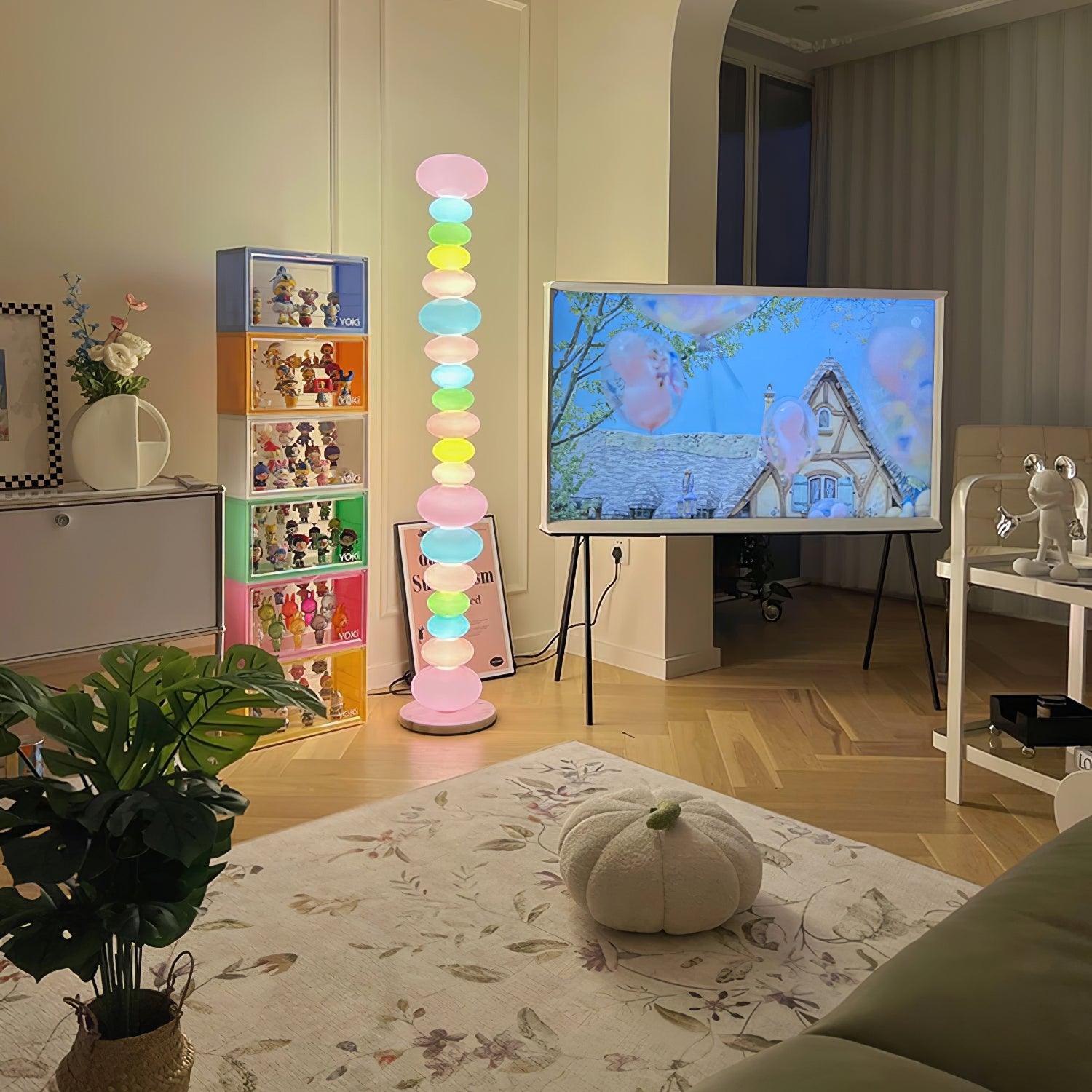 Modern Candy Glass Sphere Floor Lamp with Elegant Marble Base for Ambient Lighting