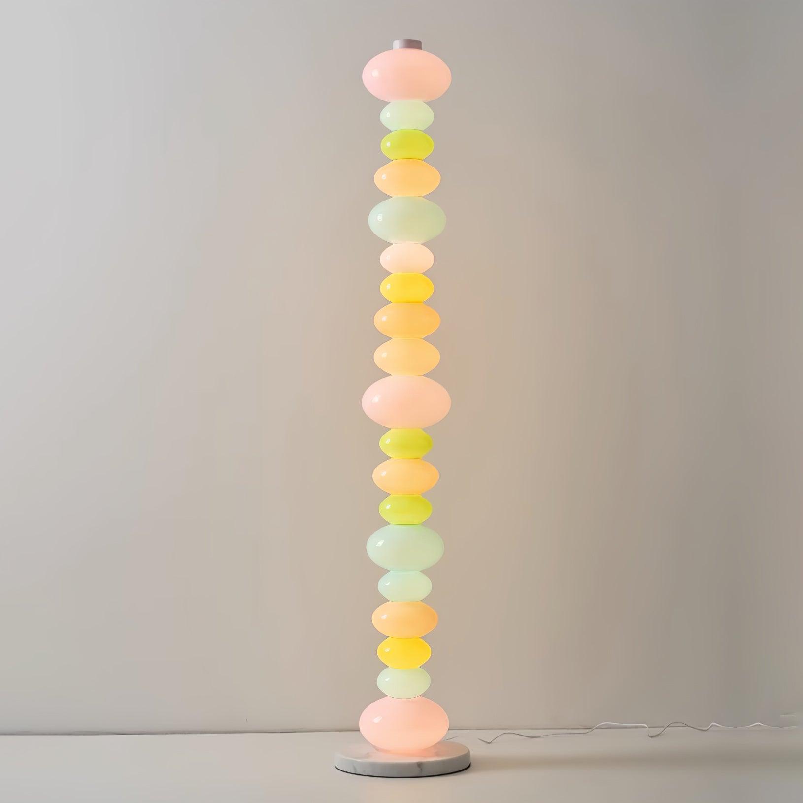 Modern Candy Glass Sphere Floor Lamp with Elegant Marble Base for Ambient Lighting