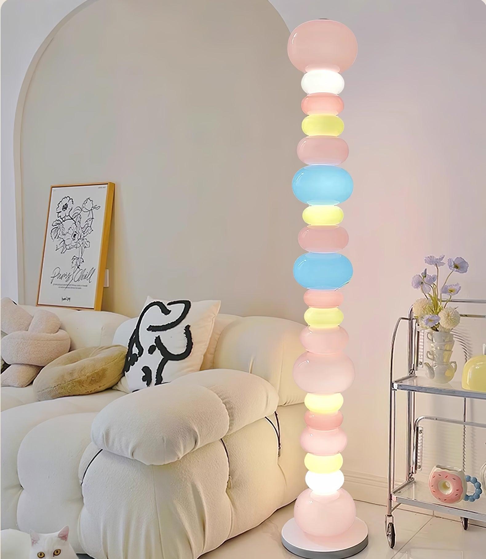 Modern Candy Glass Sphere Floor Lamp with Elegant Marble Base for Ambient Lighting