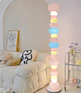Modern Candy Glass Sphere Floor Lamp with Elegant Marble Base for Ambient Lighting