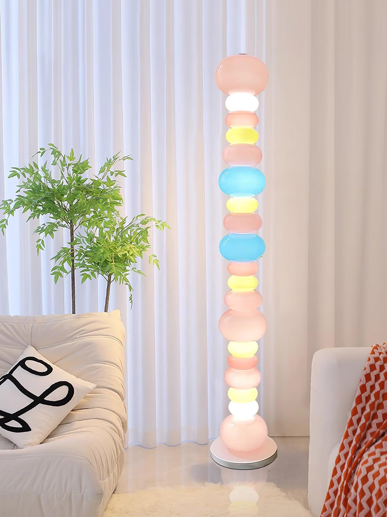 Modern Candy Glass Sphere Floor Lamp with Elegant Marble Base for Ambient Lighting