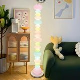 Modern Candy Glass Sphere Floor Lamp with Elegant Marble Base for Ambient Lighting