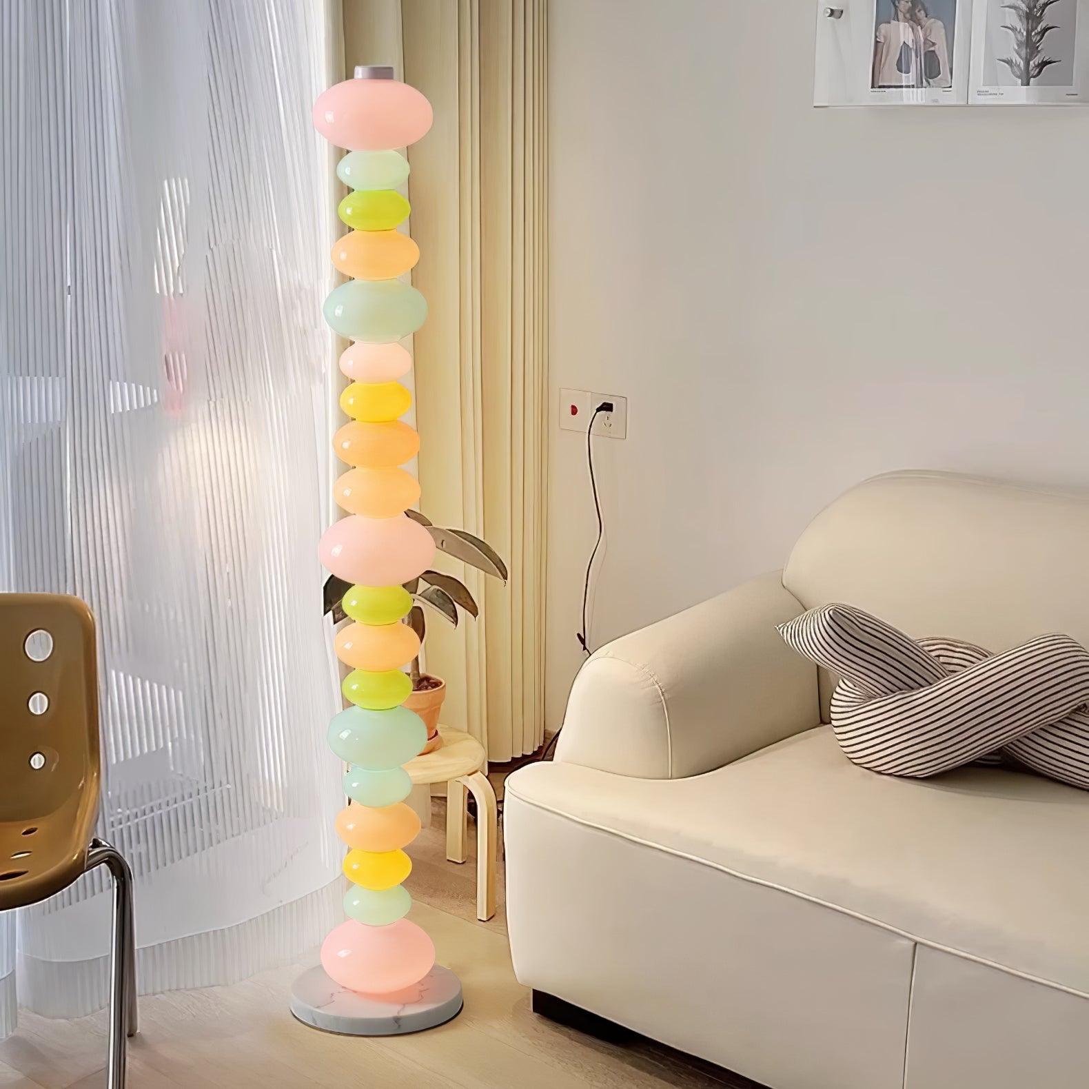Modern Candy Glass Sphere Floor Lamp with Elegant Marble Base for Ambient Lighting