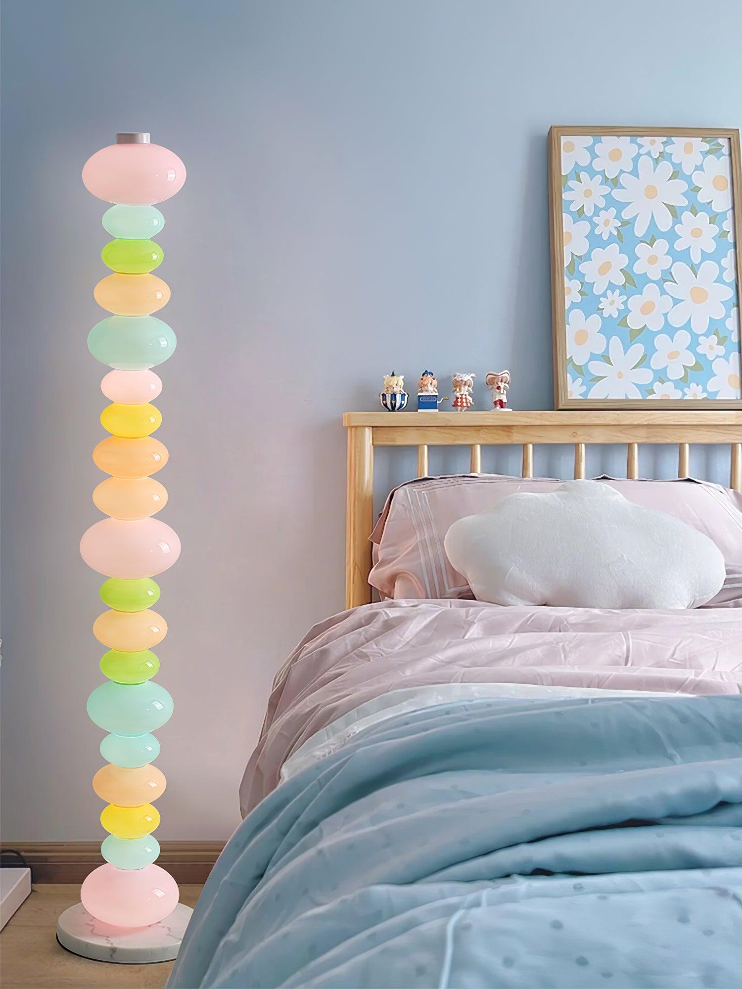 Modern Candy Glass Sphere Floor Lamp with Elegant Marble Base for Ambient Lighting