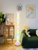Modern Candy Glass Sphere Floor Lamp with Elegant Marble Base for Ambient Lighting