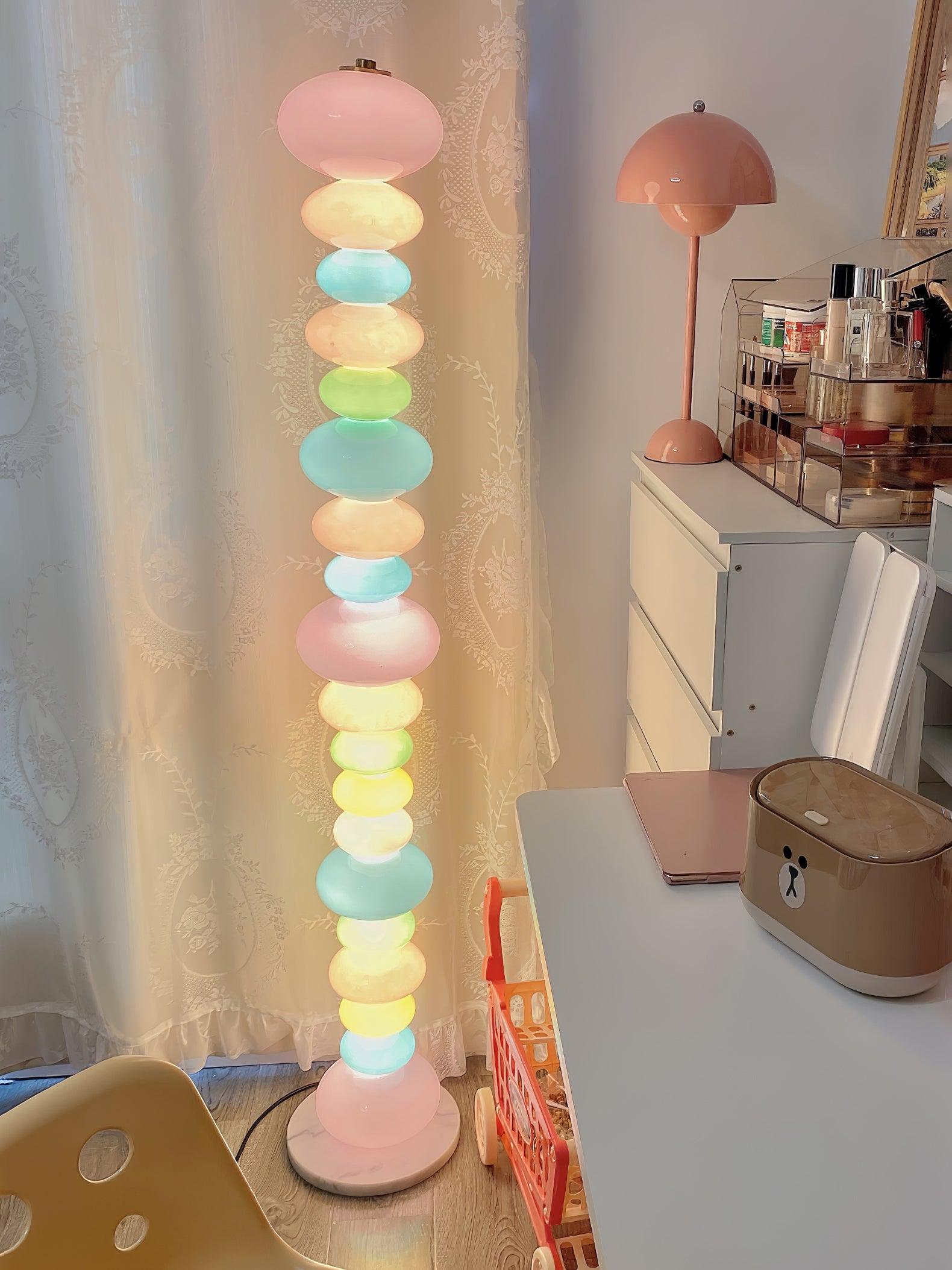 Modern Candy Glass Sphere Floor Lamp with Elegant Marble Base for Ambient Lighting