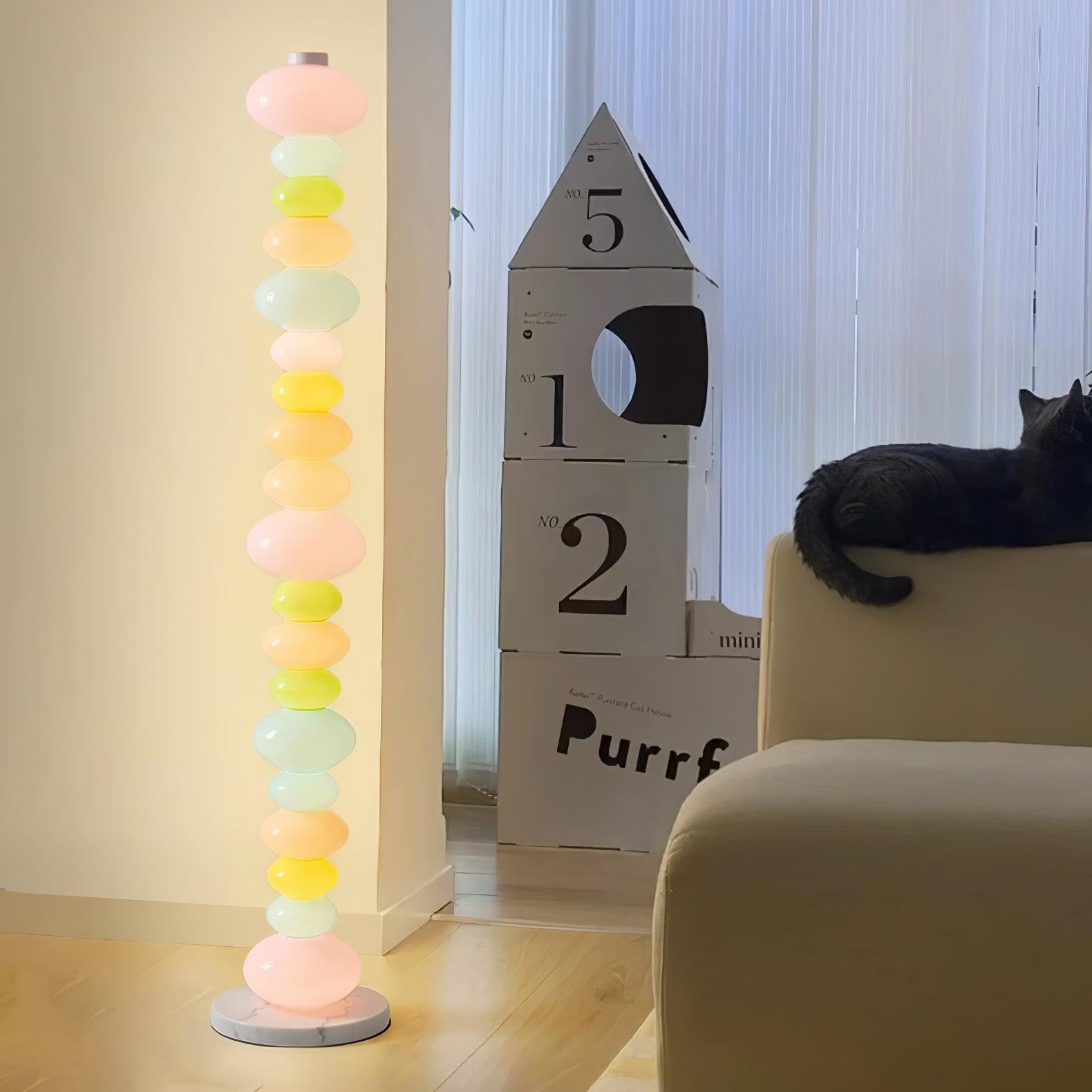 Modern Candy Glass Sphere Floor Lamp with Elegant Marble Base for Ambient Lighting