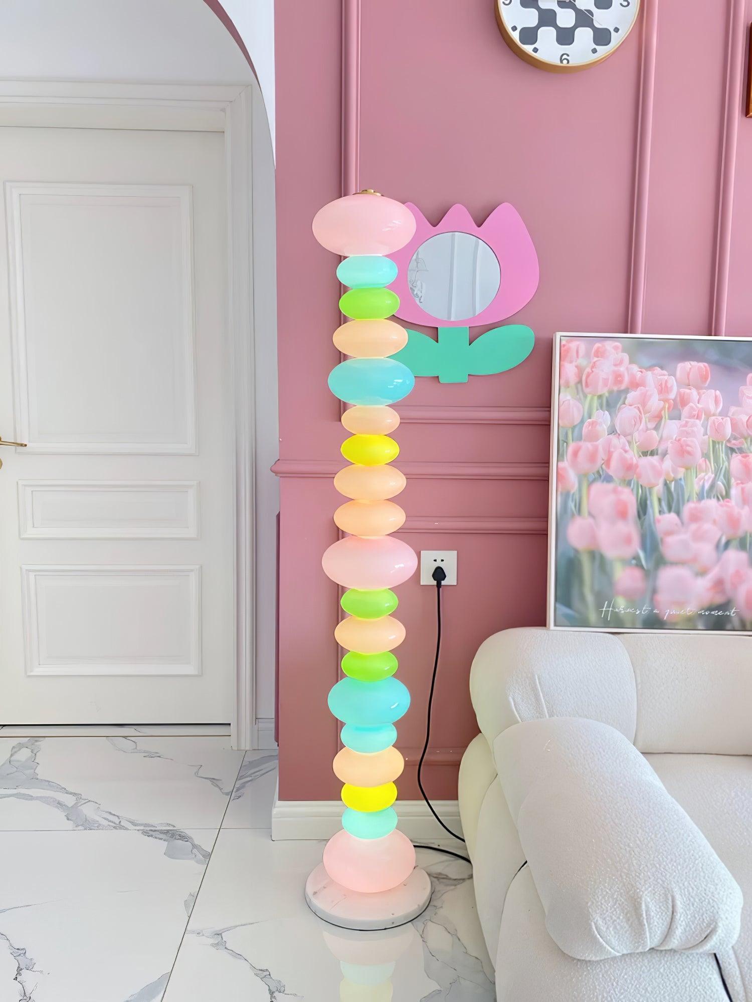 Modern Candy Glass Sphere Floor Lamp with Elegant Marble Base for Ambient Lighting