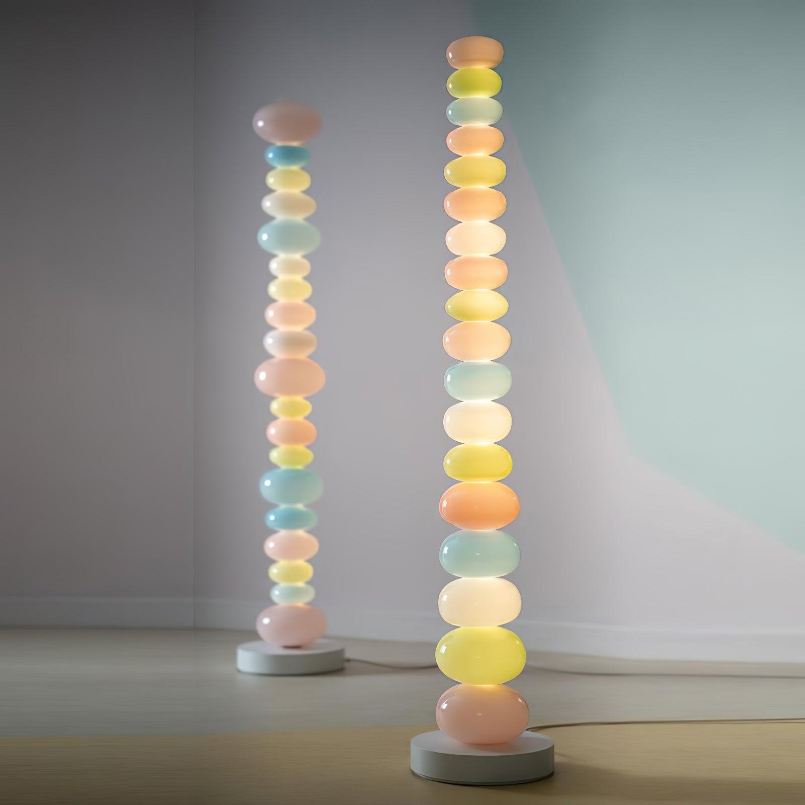 Modern Candy Glass Sphere Floor Lamp with Elegant Marble Base for Ambient Lighting