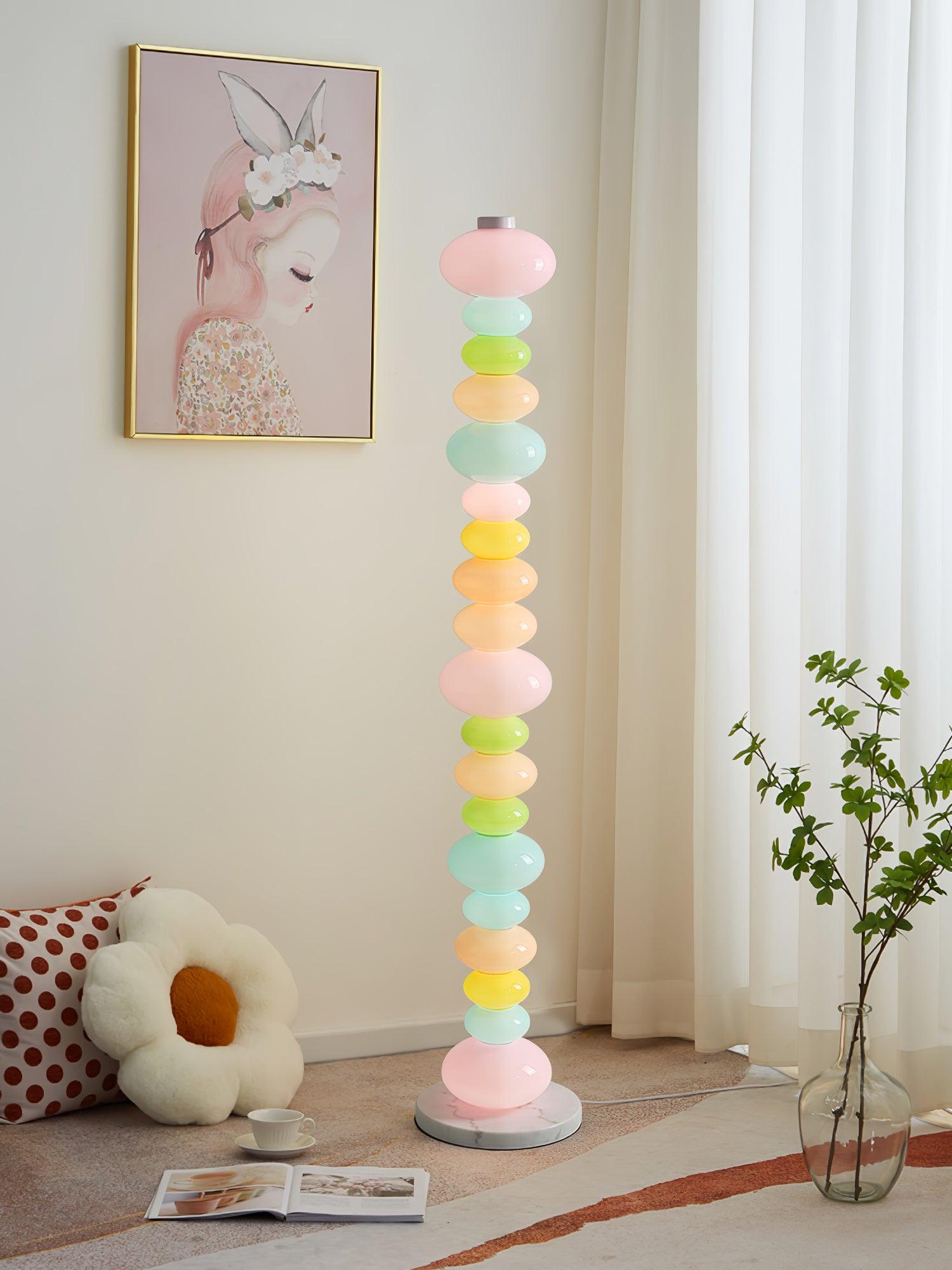 Modern Candy Glass Sphere Floor Lamp with Elegant Marble Base for Ambient Lighting