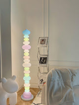 Modern Candy Glass Sphere Floor Lamp with Elegant Marble Base for Ambient Lighting