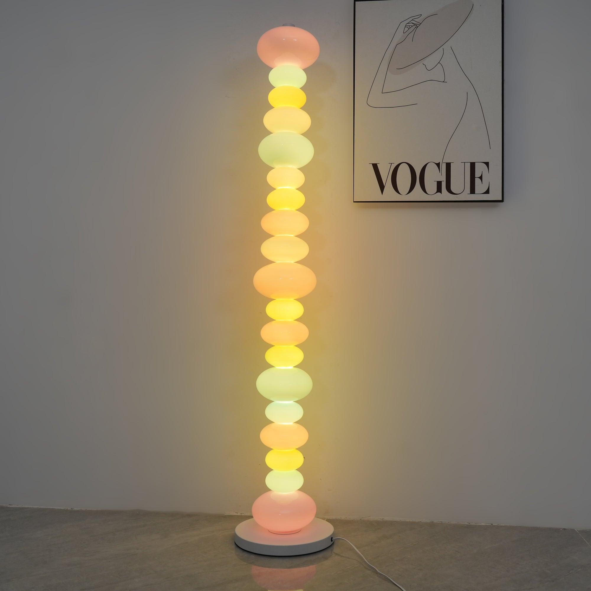 Modern Candy Glass Sphere Floor Lamp with Elegant Marble Base for Ambient Lighting