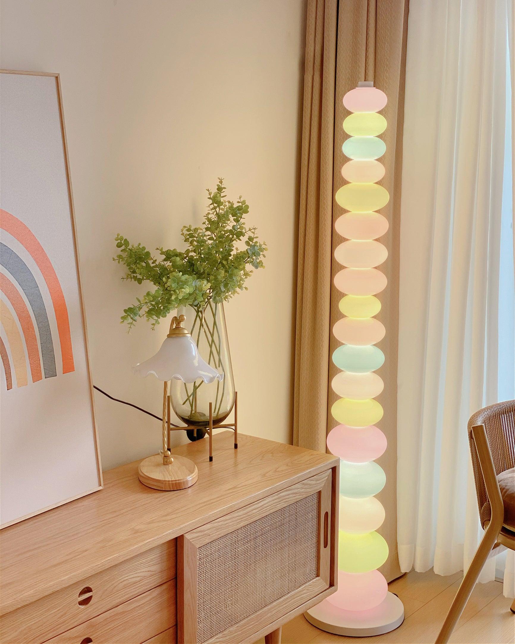 Modern Candy Glass Sphere Floor Lamp with Elegant Marble Base for Ambient Lighting