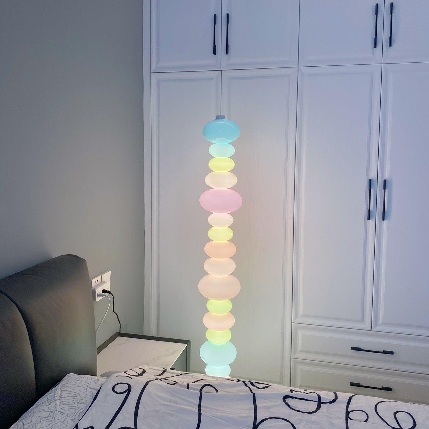Modern Candy Glass Sphere Floor Lamp with Elegant Marble Base for Ambient Lighting