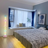 Modern Candy Glass Sphere Floor Lamp with Elegant Marble Base for Ambient Lighting