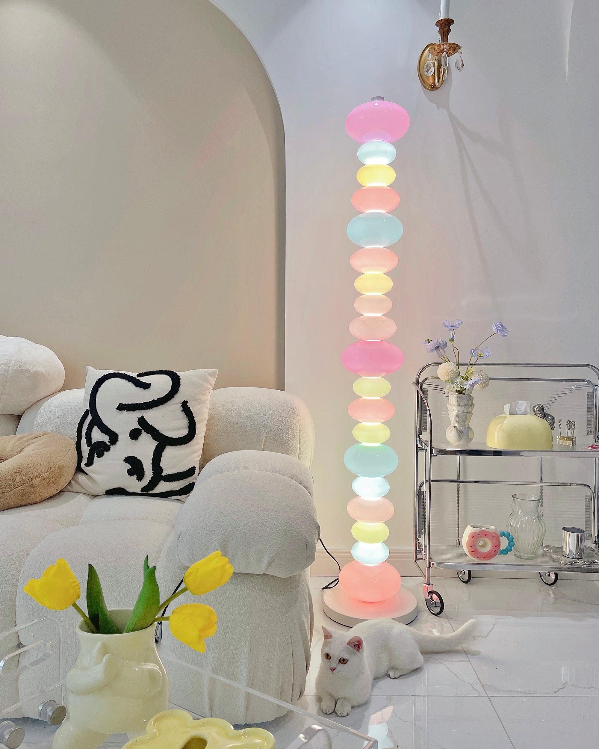 Modern Candy Glass Sphere Floor Lamp with Elegant Marble Base for Ambient Lighting