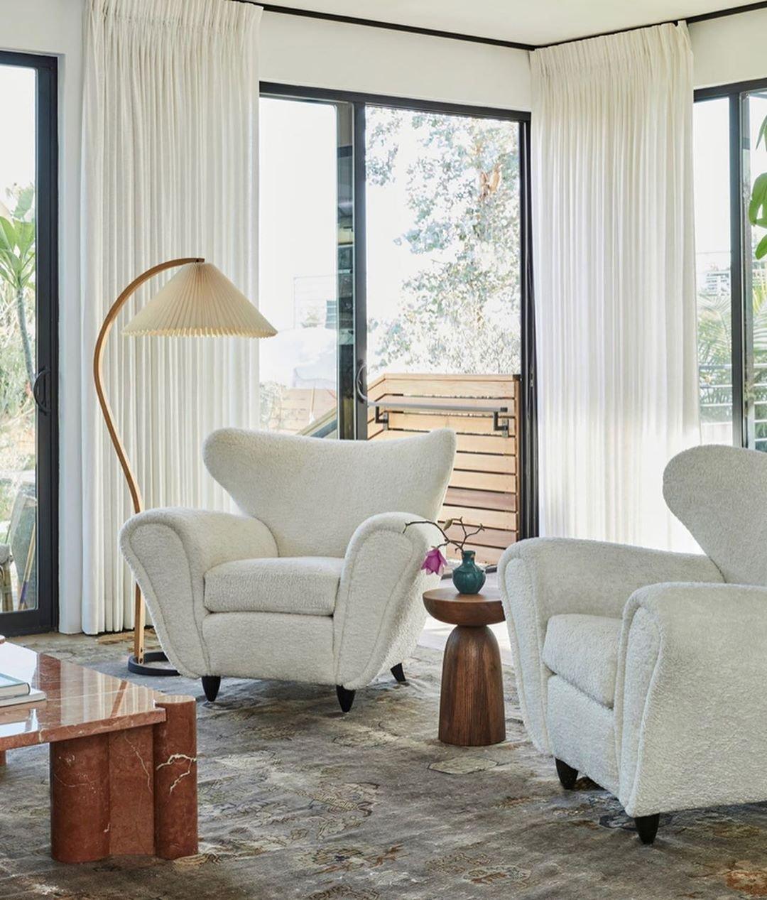 Scandinavian Beech Wood Floor Lamp with Pleated Linen Shade Mid Century Modern Standing Light