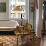 Scandinavian Beech Wood Floor Lamp with Pleated Linen Shade Mid Century Modern Standing Light