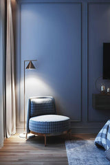 Minimalist Torchiere Floor Lamp with Rotating Cone Shade and Solid Marble Base