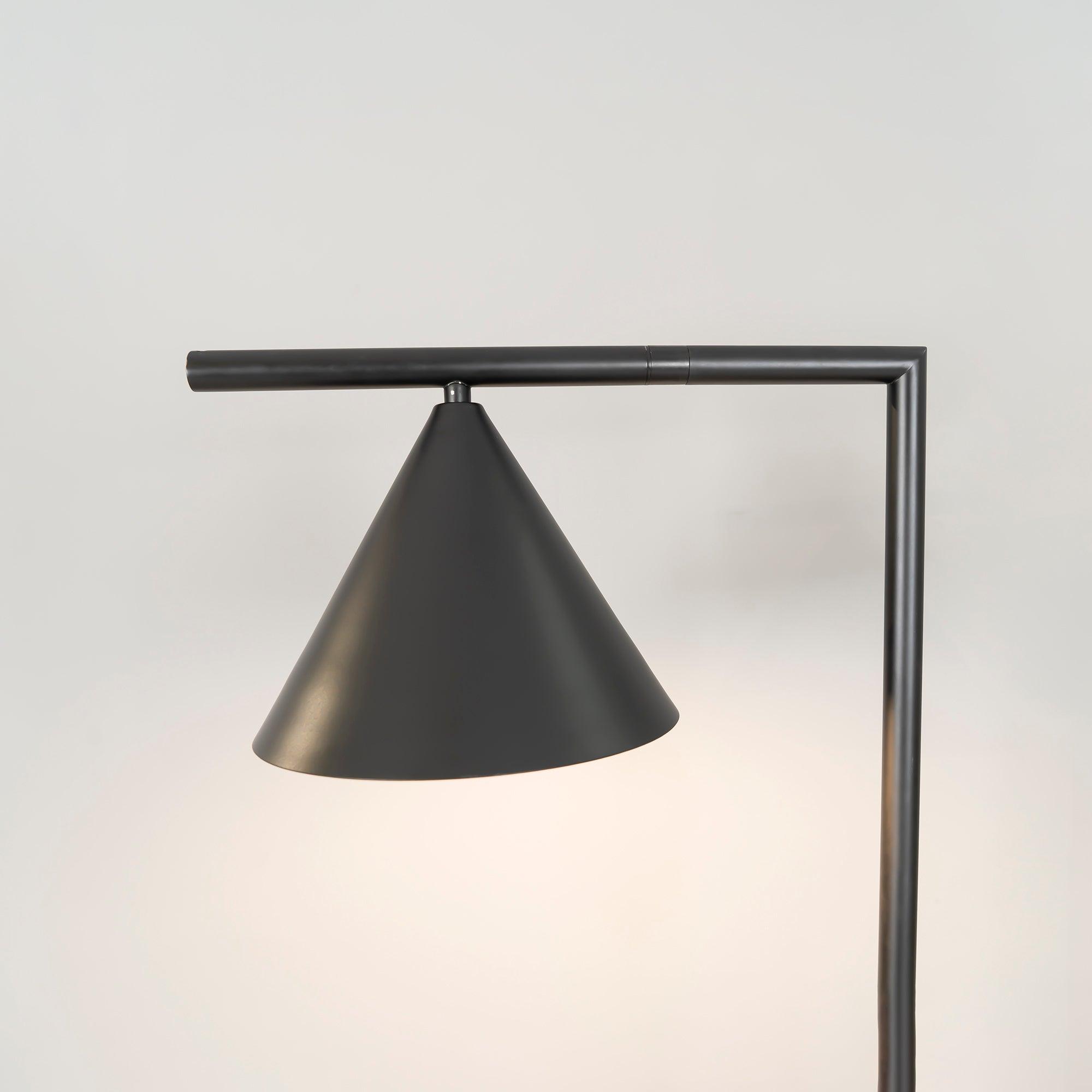 Minimalist Torchiere Floor Lamp with Rotating Cone Shade and Solid Marble Base