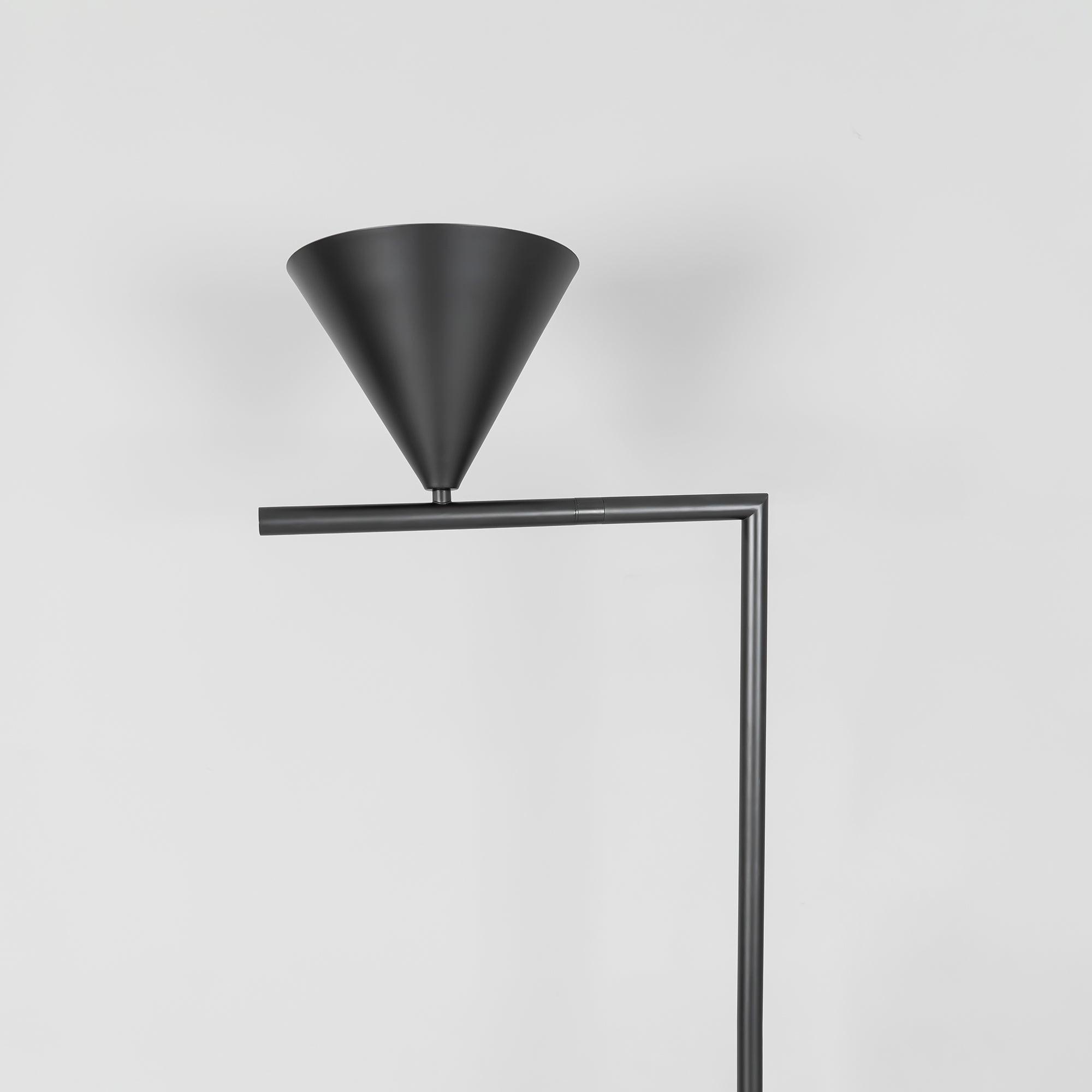 Minimalist Torchiere Floor Lamp with Rotating Cone Shade and Solid Marble Base