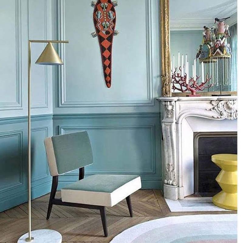 Minimalist Torchiere Floor Lamp with Rotating Cone Shade and Solid Marble Base