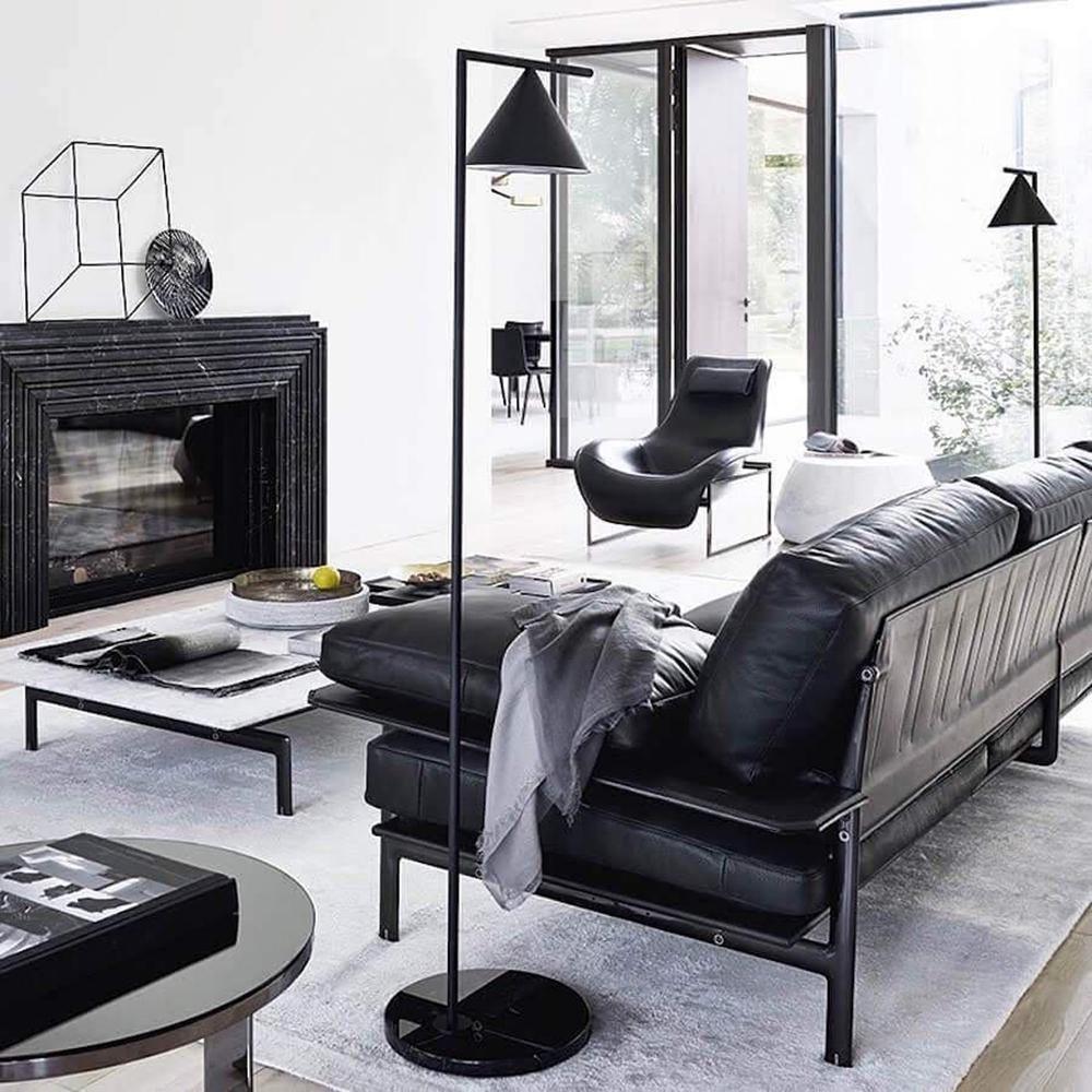 Minimalist Torchiere Floor Lamp with Rotating Cone Shade and Solid Marble Base