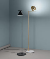 Minimalist Torchiere Floor Lamp with Rotating Cone Shade and Solid Marble Base