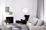 Minimalist Torchiere Floor Lamp with Rotating Cone Shade and Solid Marble Base