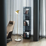 Minimalist Torchiere Floor Lamp with Rotating Cone Shade and Solid Marble Base