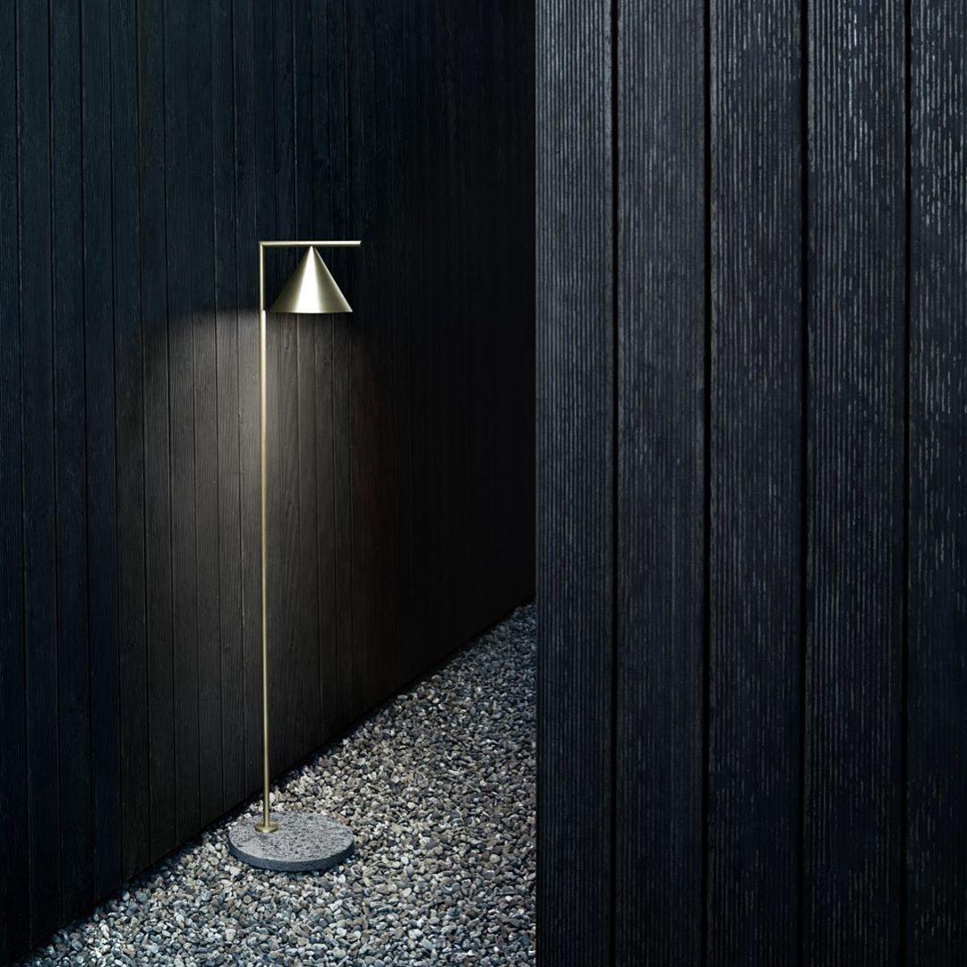 Minimalist Torchiere Floor Lamp with Rotating Cone Shade and Solid Marble Base