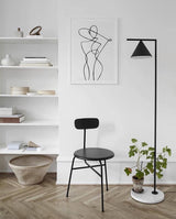 Minimalist Torchiere Floor Lamp with Rotating Cone Shade and Solid Marble Base
