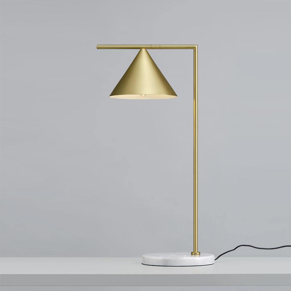 Minimalist Torchiere Floor Lamp with Rotating Cone Shade and Solid Marble Base