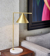 Minimalist Torchiere Floor Lamp with Rotating Cone Shade and Solid Marble Base