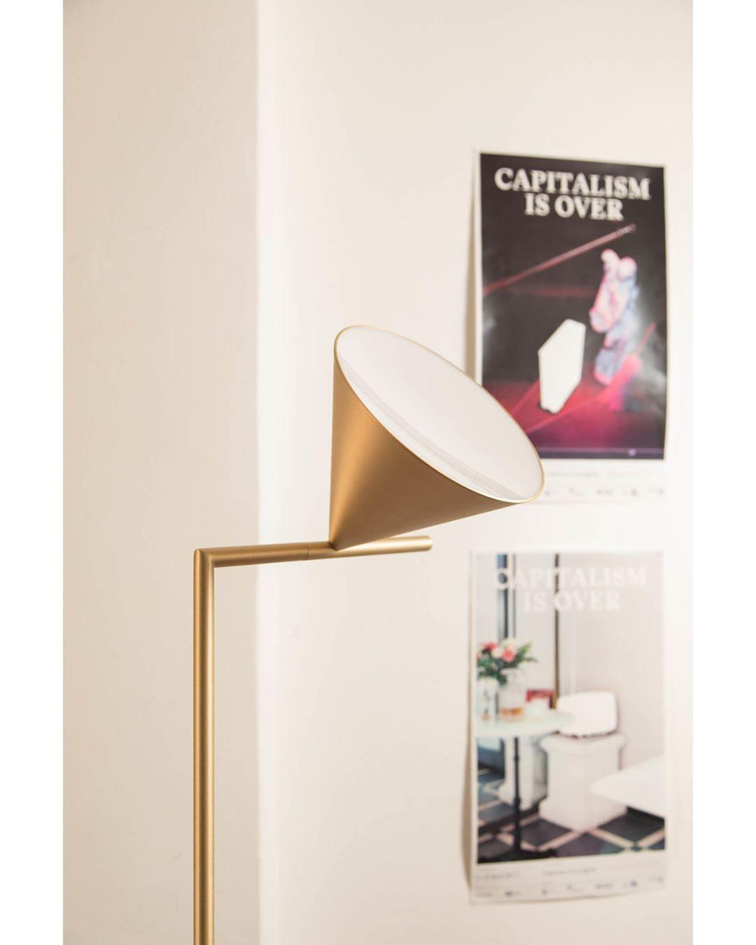Minimalist Torchiere Floor Lamp with Rotating Cone Shade and Solid Marble Base