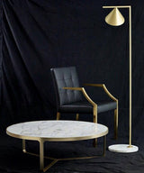 Minimalist Torchiere Floor Lamp with Rotating Cone Shade and Solid Marble Base
