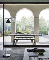 Minimalist Torchiere Floor Lamp with Rotating Cone Shade and Solid Marble Base