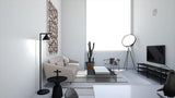 Minimalist Torchiere Floor Lamp with Rotating Cone Shade and Solid Marble Base