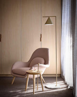 Minimalist Torchiere Floor Lamp with Rotating Cone Shade and Solid Marble Base