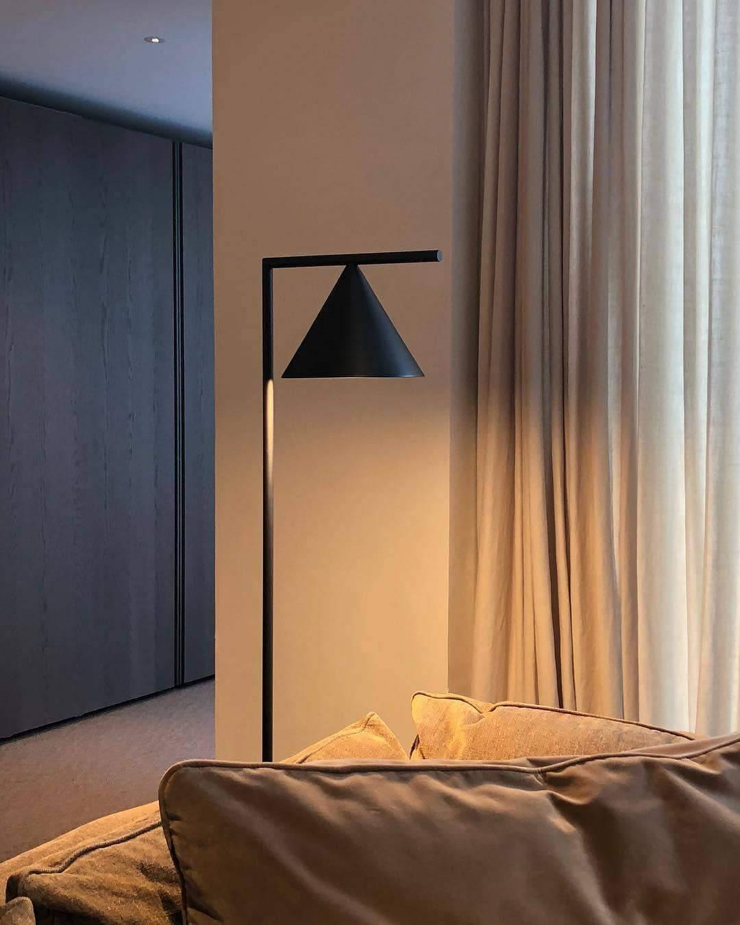Minimalist Torchiere Floor Lamp with Rotating Cone Shade and Solid Marble Base