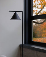 Minimalist Torchiere Floor Lamp with Rotating Cone Shade and Solid Marble Base