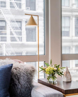 Minimalist Torchiere Floor Lamp with Rotating Cone Shade and Solid Marble Base