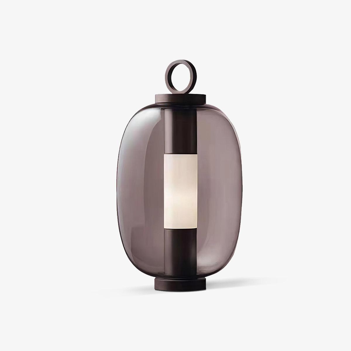 Carol Contemporary Glass Globe Nightstand Lamp with Brown Metal Base